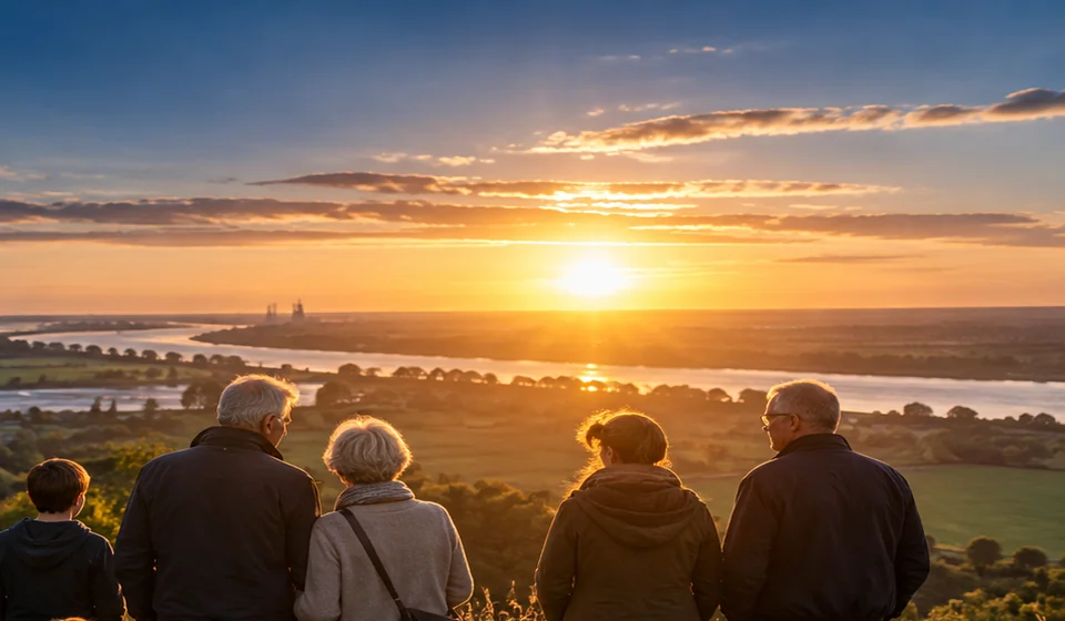 Friedlicher Sonnenuntergang über einer Landschaft
